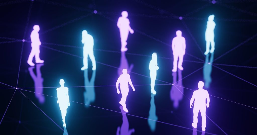 Glowing Silhouettes Of People In A Dark Cyber Domain.jpg
