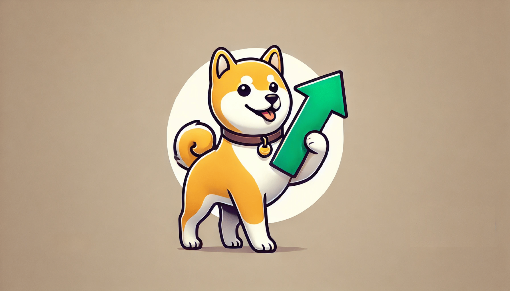 Η Shiba Inu στοχεύει σε έκρηξη τιμής 45%. Dall·e 2024 07 16 14.25.07 A Shiba Inu Dog Resembling The Official Shib Cryptocurrency Mascot Holding A Green Upward Arrow In One Paw Against A Simple Subtle Background. The .png