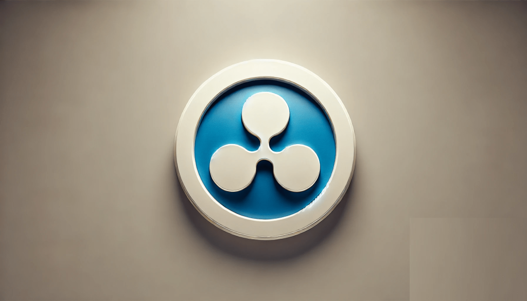 Dall·e 2024 07 18 12.49.49 A Wide Image Showing The Official Ripple Xrp Logo Which Consists Of A Stylized Blue Triskelion Inside A Circle. The Logo Should Be Centered Against.png